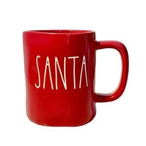 Rae Dunn Red SANTA Mug Christmas Large Letters Ceramic Tea Cup Coffee Mug